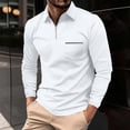 thumbnail image 3 of XZNGL Long Sleeve Polo Shirt for Men, Turn-down Collar, Full Zip Front, Front Pockets, Solid Color, Breathable Polyester, Casual Fit, Summer Wear, 3 of 7