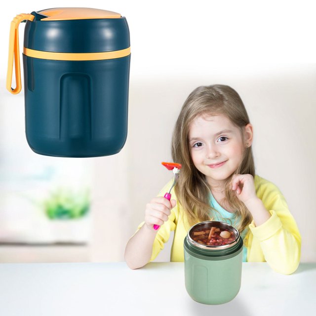 Oleegame 1PC Kids Snack Boxes For School Stainless Insulated Lunch Box With Breakfast Porridge Cup Small Rice Bucket Soup Cup Soup Pot Pot Stew Pot Soup Box Suitable For Children And Adults Blue