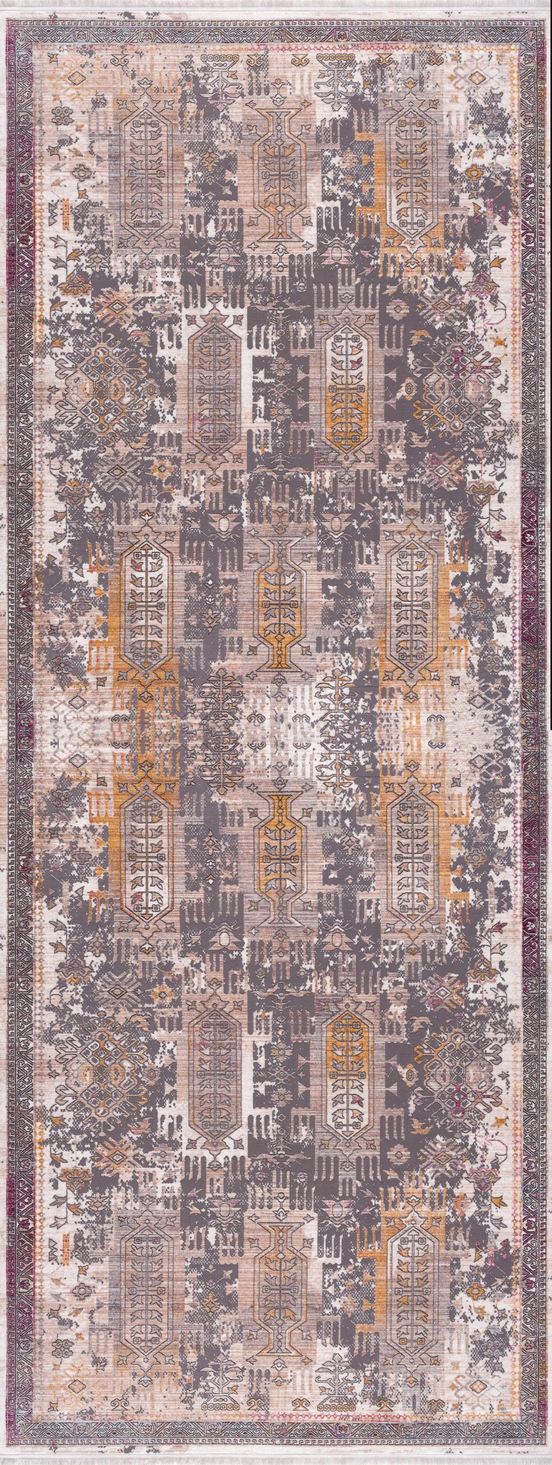 Tapis Branch Amalfi 2' x 9' (Taille exacte : 2'3" x 9') Tapis d'intérieur sud-ouest, gris beige, style bohème - Entrée, couloir, salle de bain et cuisine