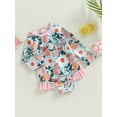 thumbnail image 3 of Fortune Toddler Baby Girl One Piece Swimsuit Long Sleeve Flower Swimwear Girls Rash Guard, 3 of 9