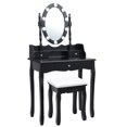 thumbnail image 1 of Patiojoy Ensemble de Coiffeuse Miroir Commode de Maquillage Éclairée avec Tiroirs Noir, 1 of 5