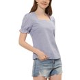 thumbnail image 4 of INSPIRE CHIC Blouse Haut à Carreaux pour Femme à Encolure Carrée à Manches Courtes TP Noir, 4 of 6