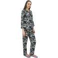 thumbnail image 2 of Bimba Black Button-Down Shirt With Elastic Waist Pajama Printed Night Wear Set-12, 2 of 6