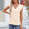 thumbnail image 2 of Timegard Womens Summer Tops Ruffle Cap Sleeve V-Neck Solid Color Comfy Lightweight Blouse Casual Loose Tops, 2 of 5