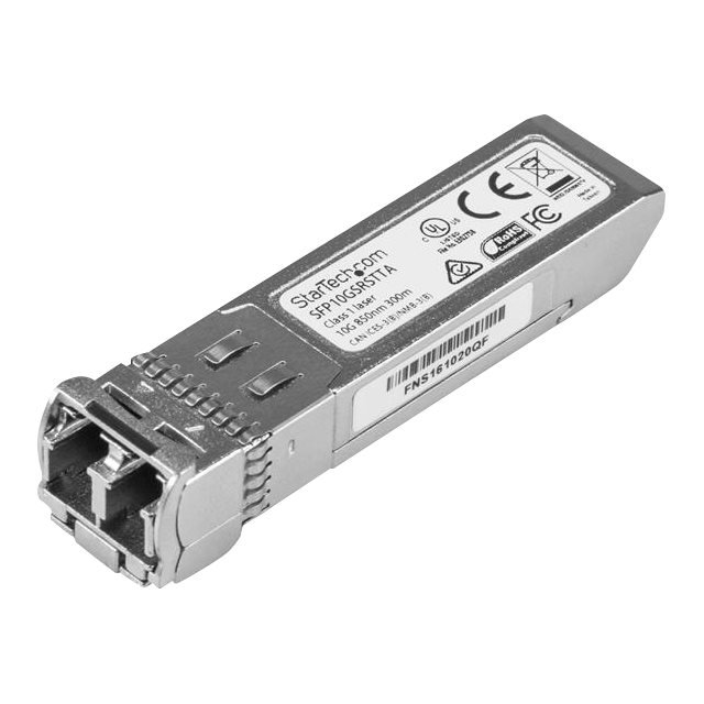 StarTech.com Cisco SFP-10G-SR-S Compatible SFP+ Module, 10GBASE-SR, 10GbE Multimode Fiber MMF Optic Transceiver, 10GE Gigabit Ethernet SFP+, LC 300m, 850nm, DDM, Cisco Firepower, ASR9000 - Lifetime Warranty (SFP10GSRSTTA) - SFP+ transceiver module (equivalent to: Cisco SFP-10G-SR) - 10GbE - 10GBase-SR - LC multi-mode - up to 984 ft - 850 nm - OEM - TAA Compliant