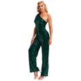 thumbnail image 1 of Xnihocha Combinaison une Pièce Sans Manches pour Femme, Robe de Soirée à une Épaule, Justaucorps à Paillettes, Robe de Soirée Vert Foncé 3TG, 1 of 7