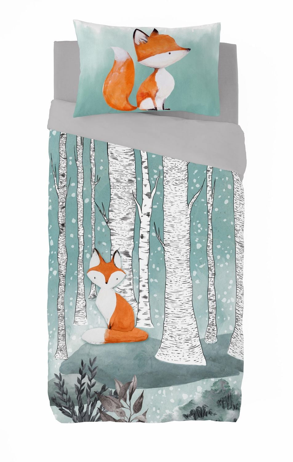 Gouchee Home Swift Twin Duvet Cover Set – 2-Piece Reversible Cotton Bedding for Kids – Forest Animal Print