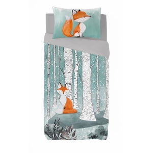 Gouchee Home Swift Twin Duvet Cover Set – 2-Piece Reversible Cotton Bedding for Kids – Forest Animal Print