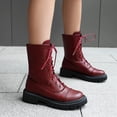 thumbnail image 4 of zhenglin Bottines à Lacets pour Femmes à Talon Bas Bout Rond - Bottillons Décontractés Style Britannique Audacieux pour l'Automne et l'Hiver, Design Tendance Chic Polyvalent avec Esthétique Douce et Cool, 4 of 7