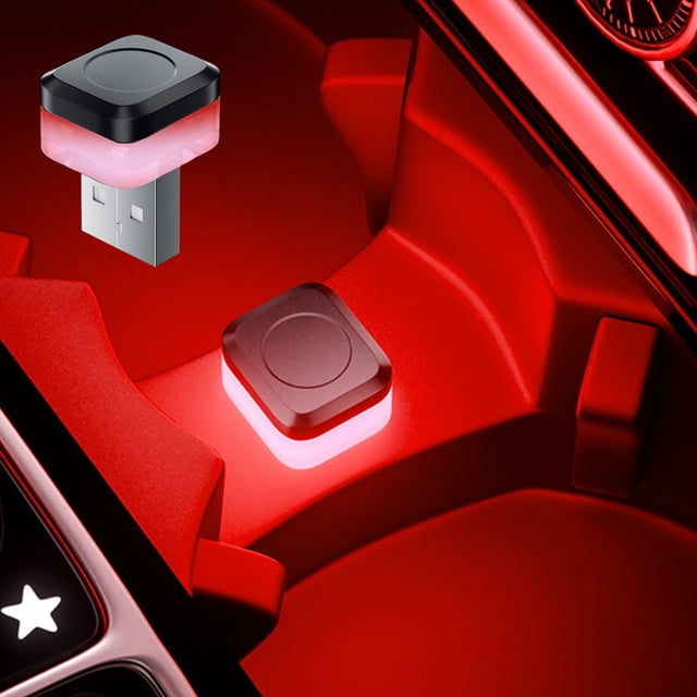 Car Interior LED Ambient Lighting | USB Powered Colorful Mood Lights | Decorative Accent Lights for Cars | Compact 2.3x2.3x1.8cm Design | Black Plastic Housing