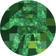 thumbnail image 1 of Ahgly Tapis Rond Lavable en Machine Intérieur Transitionnel Vert Émeraude Profond, 7 Pieds Rond, 1 of 7