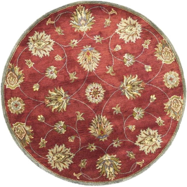 HomeRoots 352888 Tapis Rond en Laine Rouge de 5 Pi 6 Po