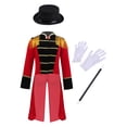 thumbnail image 1 of Lejafay Costume de Maître de Piste de Cirque pour Garçon Costume de Magicien de Performance Queue-de-Pie à Franges avec Ensemble d'Accessoires Rouge 12, 1 of 5