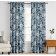 thumbnail image 1 of Vargottam Cotton Curtains for Windows - 3-in-1 Rod Pocket/Back Tab Short Window Drapes - Light Filtering Cotton Panels - Set of 2, 52"x63" - Fruits Pattern (Blue), 1 of 8