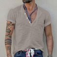 thumbnail image 1 of Chemises pour Hommes, Chemise de Sport à Manches Courtes, Col Rond, Boutons, Couleur Unie, 1 of 6