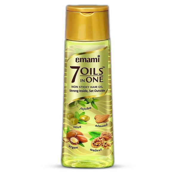 Emami 7 Oils In One Non Sticky & Non Greasy Hair Oil 20 Times Stronger Hair, Nourishes Scalp with Goodness of Almond Oil, Coconut Oil, Argan Oil and Amla Oil, 300ml
