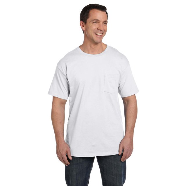 The Hanes 61 oz Beefy-T with Pocket WHITE XL