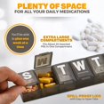 thumbnail image 3 of (3 Pack) MEDca 7-Day Extra Large Plastic Pill Organizer, Weekly Pill Planner, BPA-Free, Black, 3 of 9