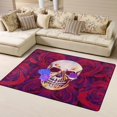 thumbnail image 1 of DouZhe Red Rose Skull Tapis de Zone Motif Antidérapant Lavable en Machine, Style Moderne, 63x48 Pouces, 1 of 6