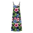 thumbnail image 3 of Robe d'Été pour Femmes Sans Manches à Col en V Imprimée Décontractée Longue Maxi pour Plage Vacances Tenue d'Extérieur, 3 of 6