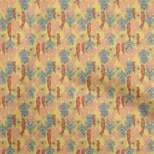 oneOone Cotton Poplin Twill Yellow Fabric Tropical Craft Projects Decor Fabric Printed By The Yard 56 Inch Wide