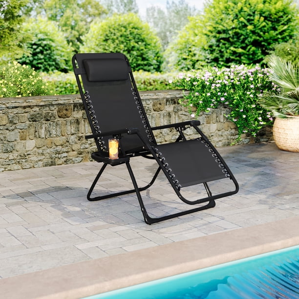 Mainstays Outdoor Steel Reclining Zero Gravity Chair with Cup and