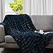 thumbnail image 3 of Cheer Collection Faux Fur Blanket - Luxurious Fluffy Blankets for Couch & Bed - Machine Washable - 86" x 86" inches - Blue, 3 of 4