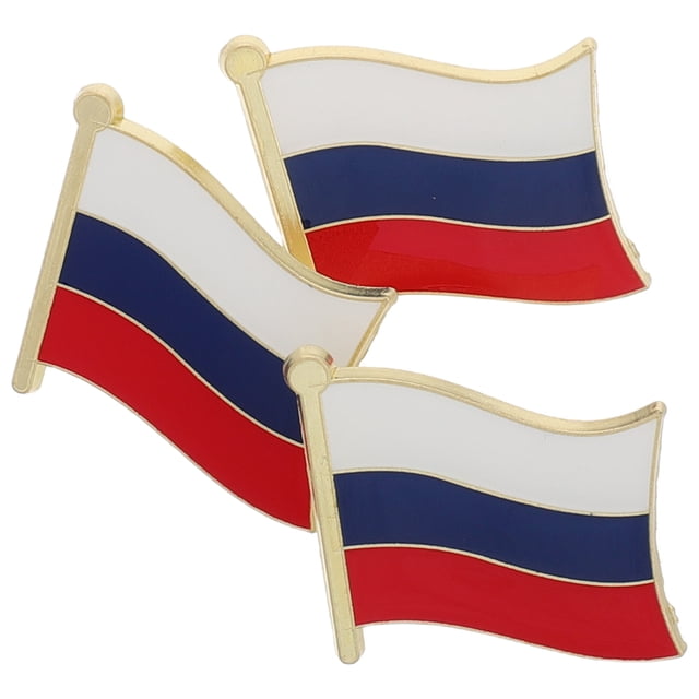 Miangastore 3Pcs Waving Russian Brooch Pin Metal Flag Lapel Pin for Club Activities and Patriots
