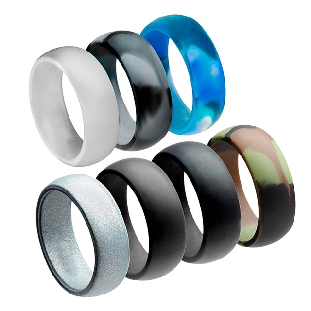 crativent 7Pcs Premium Silicone Rubber Wedding Party Rings Mens Jewelry 12 No.12