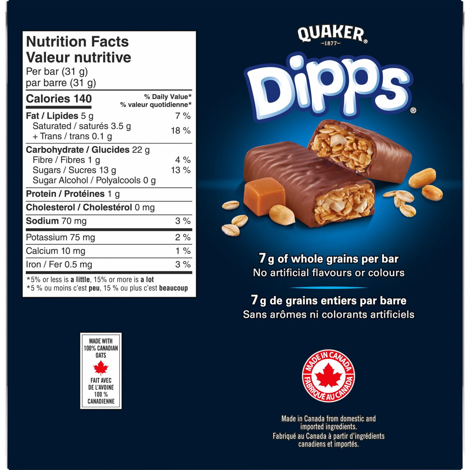 Quaker Dipps Barres tendres Caramel et noix