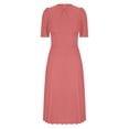 thumbnail image 4 of LOVZFMLL Robe d'Été pour Femme Grande Taille2025 Décontractée à Manches Courtes Taille Empire Coupe Ample Évasée Plissée Maxi Robe T-Shirt Rose P, 4 of 5