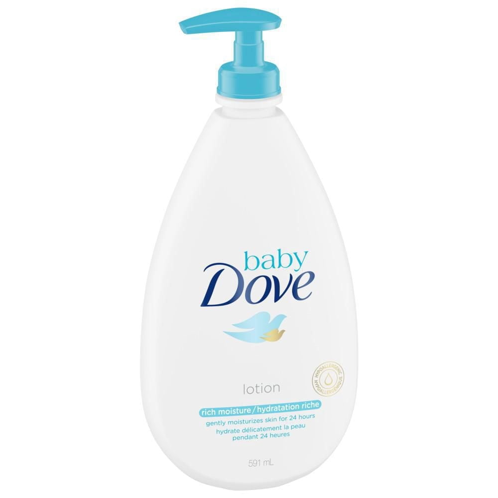 Baby Dove Lotion Hydratation Riche Hydrate Délicatement la Peau Pendant 24 Heures, 591 ml