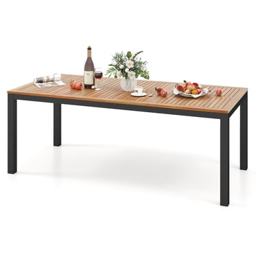 Gymax Table de Salle à Manger de Patio pour 8 79 Pieds' Grande Table Rectangulaire avec Plateau en Bois d'Acacia