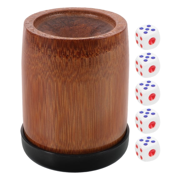 Miangastore Dice Shaker Cup Set With 5 Dices Portable Bamboo Dice Cup For Travel Party Bar Entertainment And Game Nights Ideal Present For Board Game Enthusiasts