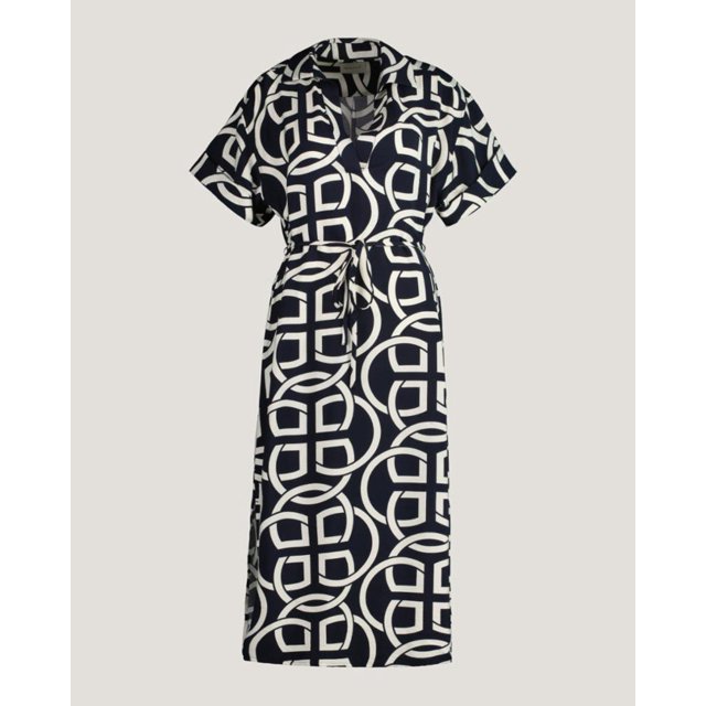 Gant Apparel S Caftan Monogramme Imprimé Ss pour Femmes Bleu, 36 Reg US