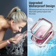 thumbnail image 3 of XiHAMA Waterproof Case Compatible with Apple Watch SE (2nd Gen) Series 6 5 4 Screen Protector, Tempered Glass Hard PC Bumper Face Cover, 3 of 7