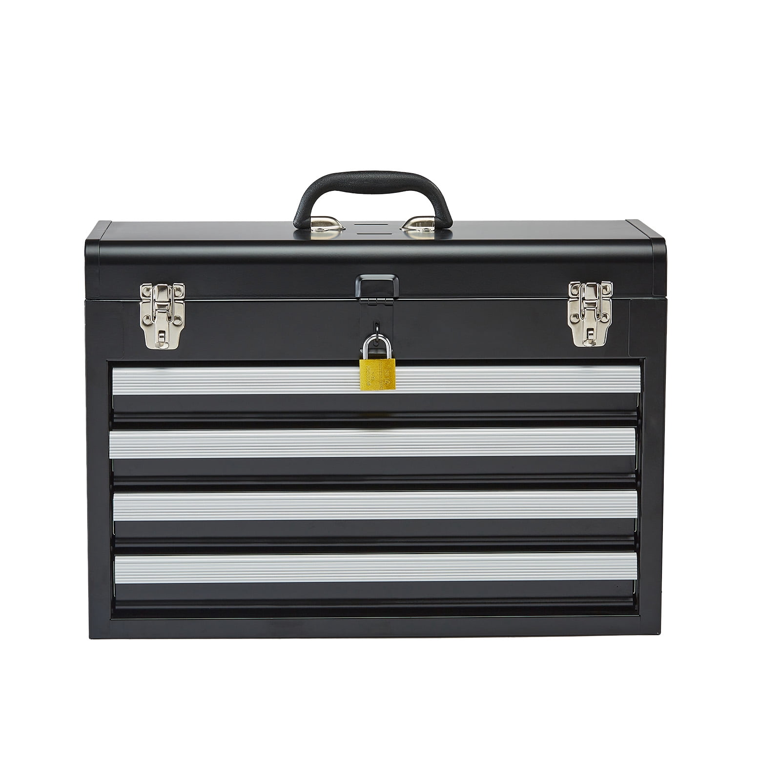 KFFKFF Metal Tool Box, 20.5-inch, Portable Metal Tool Box with 4 Drawers, Small Tool Chest with EVA Liners