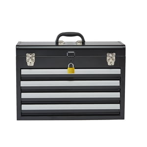 KFFKFF Boîte à outils en métal, 20,5 pouces, Boîte à outil en métal portable avec 4 Tiroirs, petite poitrine à outils avec EVA Linge de maison