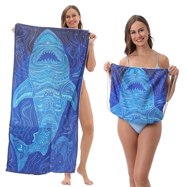 Foldable Beach Towel Printed Bath Towel All-in-one Beach Towel All-in-one Bag For Storage