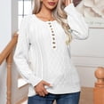 thumbnail image 4 of Timegard Chandails pour Femmes Col Rond à Boutons Manches Longues Coupe Ajustée Tricot Chandail Vêtements d'Automne Hiver, 4 of 6