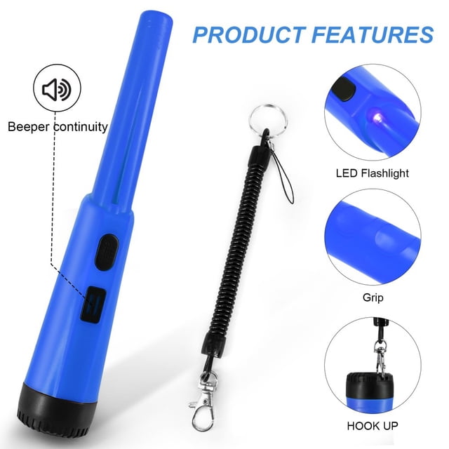 MesaSe Waterproof Metal Detector with Lanyard Gold Digger Garden Detecting Treasure Finder Probe with Lanyard & Holder Sleeve Handheld Pin Pointer Wand Orange