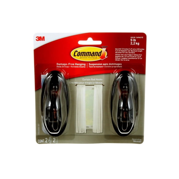 Command™ Curtain Rod Hooks, 17053ORB-2EF