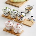 thumbnail image 4 of Hand Drawn Pattern Sugar Bowl With Lid, Ceramic Teacup Shape Sugar Pot, Coffee Accessories, Sugar Pourer, Kitchen Storage-Bauhinia-1, 4 of 7