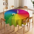 thumbnail image 4 of Rainbow Swirl Tablecloth, Colorful Twisted Spiral Rainbow Rays Print Round Table Cover for Party Kitchen Picnic Decor 60x60in, 4 of 6