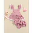 thumbnail image 2 of Honganda Baby Girl Dress Set, Lace Hem Decor Ruffle Suspender Skirt  Shorts, 2 of 9