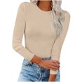 thumbnail image 1 of Qertyioot T-Shirt Blouse Basique Aguichant Moulante Extensible à Manches Longues pour Femme, Mode d'Automne, Hauts Unis, 1 of 7