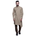 thumbnail image 1 of Atasi Designer Kurta Pajama For Men Printed Angrakha Kurta Set Summer Clothing, 1 of 3