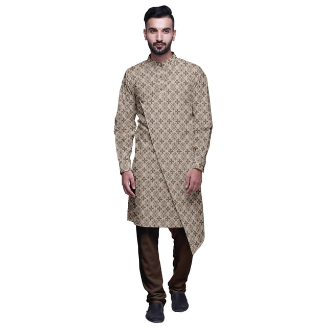 Atasi Designer Kurta Pajama For Men Printed Angrakha Kurta Set Summer Clothing