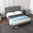 thumbnail image 4 of Costway Queen Size Upholstered Platform Bed Button Tufted Headboard Mattress Foundation, 4 of 10