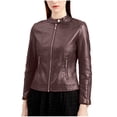 thumbnail image 2 of LOVZFMLL Jackets for Women Fashion Zipper Leather Tops With Pocket Short Coat Jacket, 2 of 8
